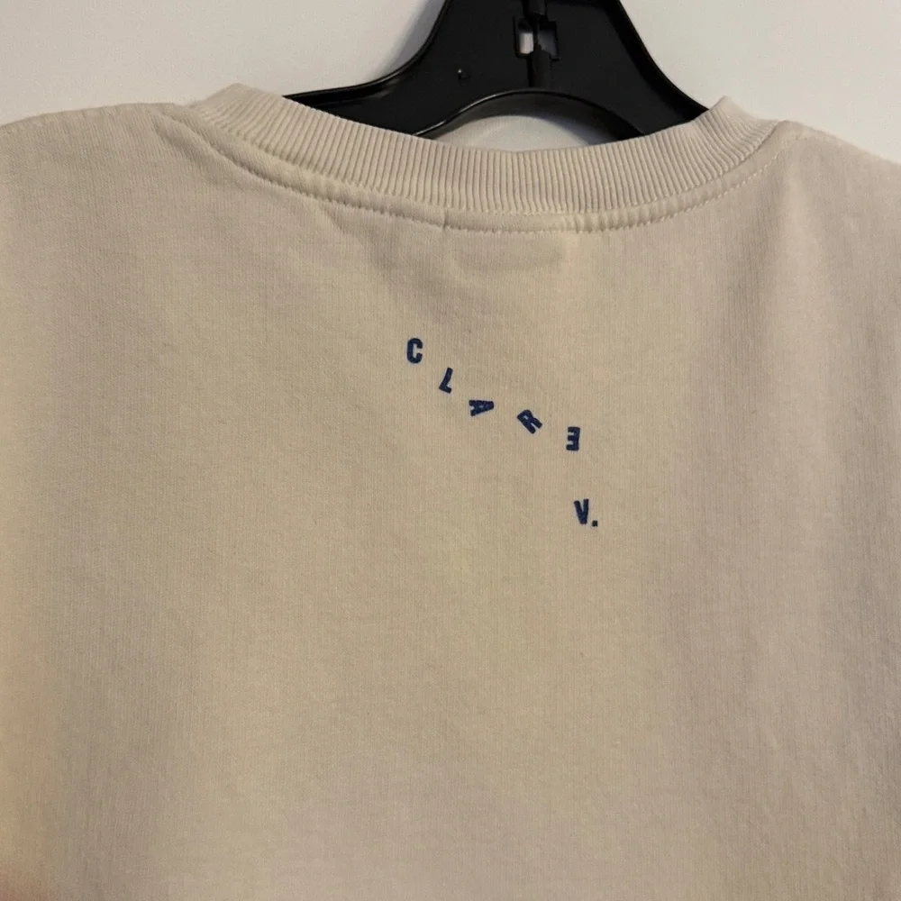 Clare V White and Blue Crewneck Sweater Small - Picture 9 of 10